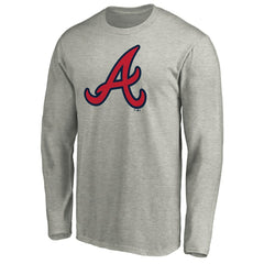 Atlanta Braves Official Team Logo Long Sleeve T-Shirt - Heather Gray - MLB on Sale
