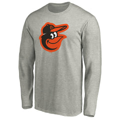 Baltimore Orioles Official Team Logo Long Sleeve T-Shirt - Heather Gray - MLB Online