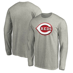 Cincinnati Reds Official Team Logo Long Sleeve T-Shirt - Heather Gray - MLB Sale