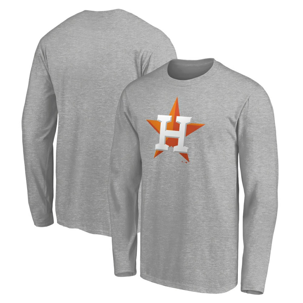 Houston Astros Official Team Logo Long Sleeve T-Shirt - Heather Gray - MLB Sale