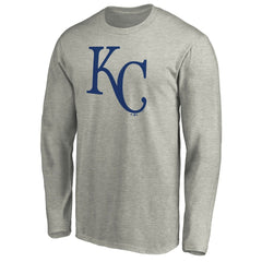 Kansas City Royals Official Team Logo Long Sleeve T-Shirt - Heather Gray - MLB Discount