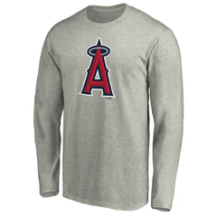 Los Angeles Angels Official Team Logo Long Sleeve T-Shirt - Heather Gray - MLB Online