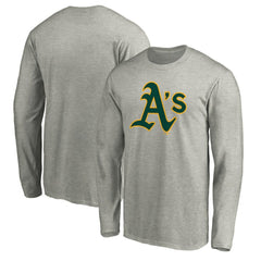 Athletics Official Team Logo Long Sleeve T-Shirt - Heather Gray - MLB Discount