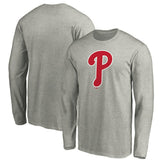 Philadelphia Phillies Official Team Logo Long Sleeve T-Shirt - Heather Gray - MLB Sale