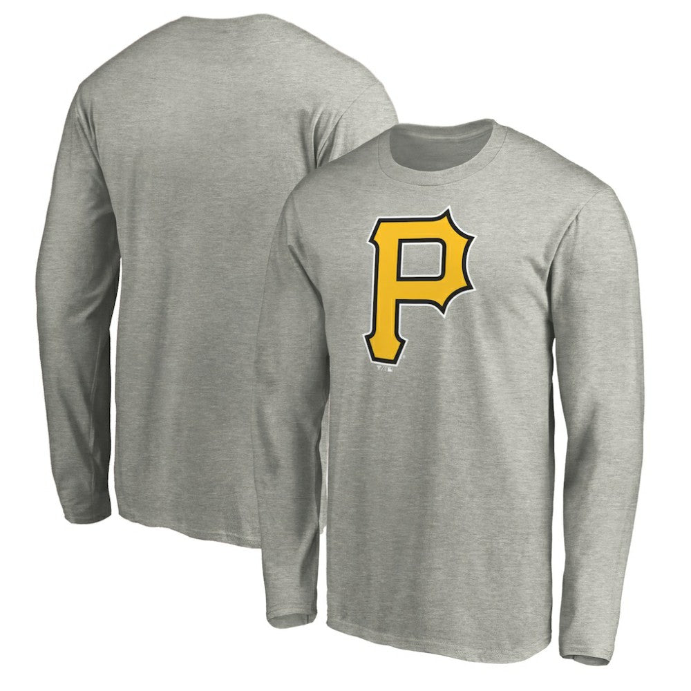 Pittsburgh Pirates Official Team Logo Long Sleeve T-Shirt - Heather Gray - MLB on Sale