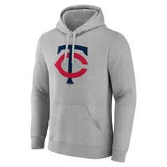 Minnesota Twins Official Logo Fitted Pullover Hoodie - Heather Gray - MLB Discount