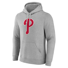 Philadelphia Phillies Official Logo Fitted Pullover Hoodie - Heather Gray - MLB Lifestyle