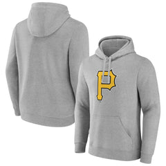 Pittsburgh Pirates Official Logo Fitted Pullover Hoodie - Heather Gray - MLB Lifestyle