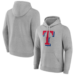 Texas Rangers Official Logo Fitted Pullover Hoodie - Heather Gray - MLB Sale