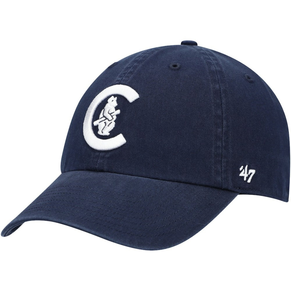 Chicago Cubs '47 C Bear Logo Cooperstown Collection Clean Up Adjustable Hat - Navy - 47 brand on Sale