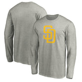 San Diego Padres Official Team Logo Long Sleeve T-Shirt - Heather Gray - MLB Discount