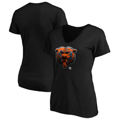 Chicago Bears Women's Midnight Mascot Logo V-Neck T-Shirt Black