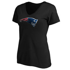 New England Patriots Women's Midnight Mascot Logo V-Neck T-Shirt Black