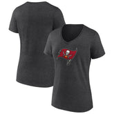 Tampa Bay Buccaneers Women's Primary Team Logo V-Neck T-Shirt Charcoal