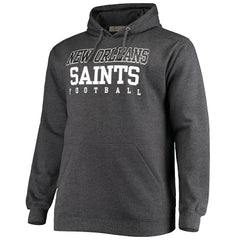 Fanatics New Orleans Saints Big & Tall Practice Pullover Hoodie Heathered Charcoal