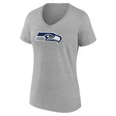 Seattle Seahawks Women's Primary Team Logo V-Neck T-Shirt Heather Gray