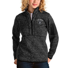Las Vegas Raiders Antigua Women's Fortune Half-Zip Pullover Jacket Heather Black