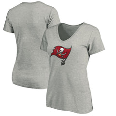 Tampa Bay Buccaneers Women's Primary Logo V-Neck T-Shirt Heather Gray
