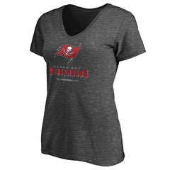 Tampa Bay Buccaneers Women's Team Lockup V-Neck T-Shirt Heather Gray