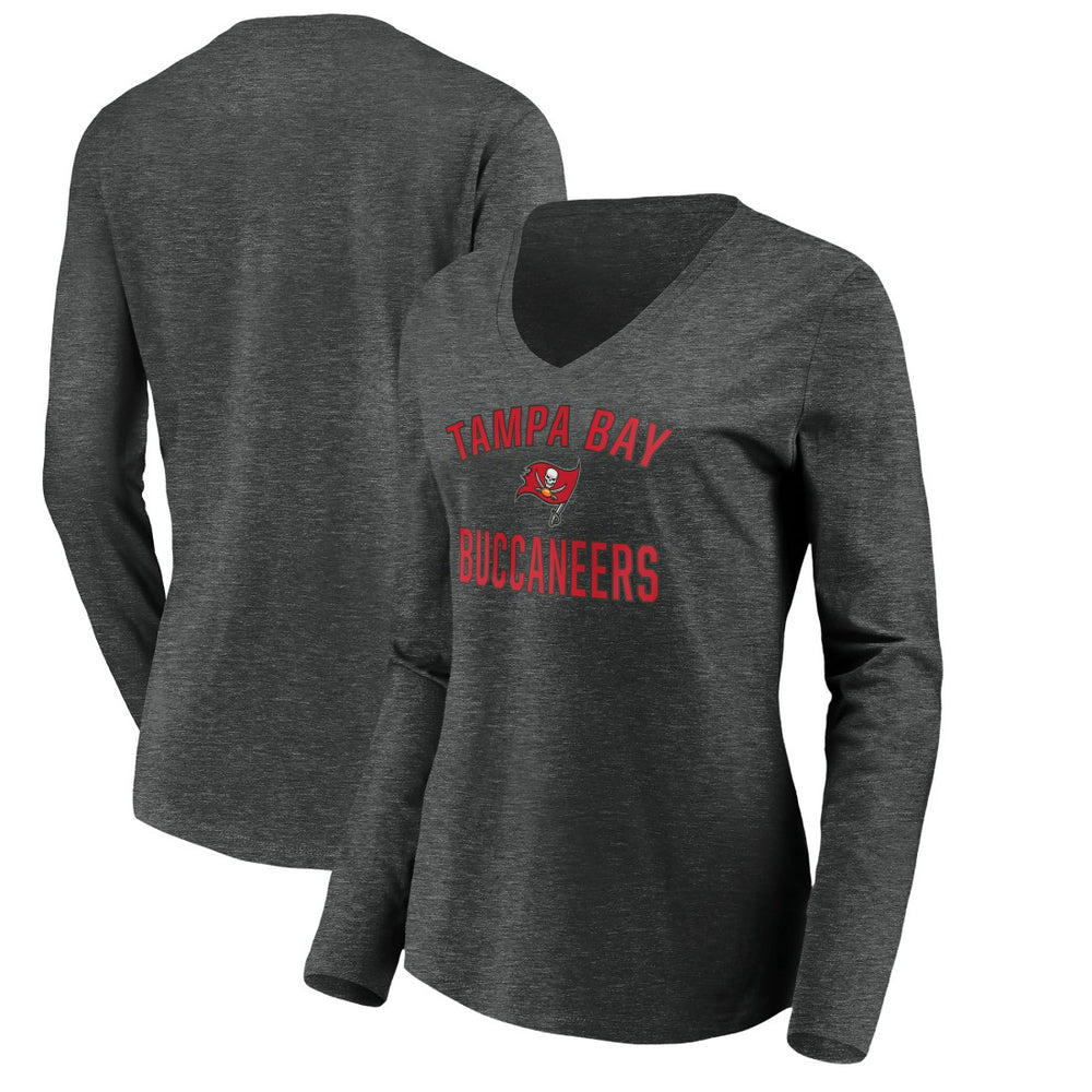 Tampa Bay Buccaneers Women's Victory Arch Long Sleeve V-Neck T-Shirt Heather Gray