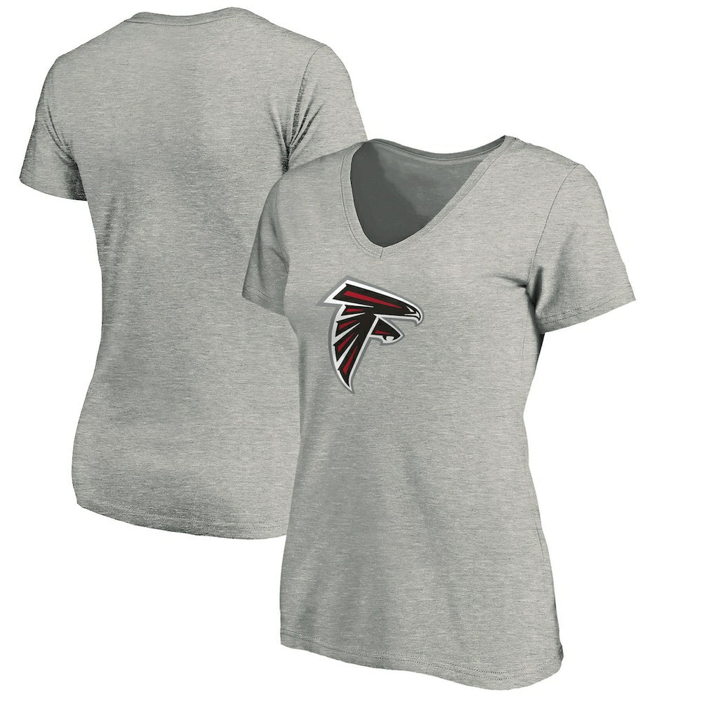 Atlanta Falcons Women's Primary Logo V-Neck T-Shirt Heather Gray