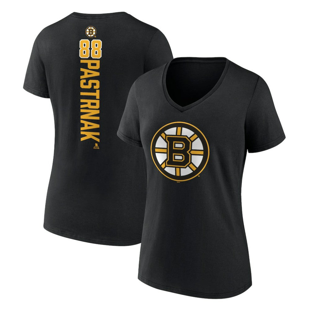 David Pastrnak Boston Bruins Women's Playmaker V-Neck T-Shirt - Black - NHL 3908183