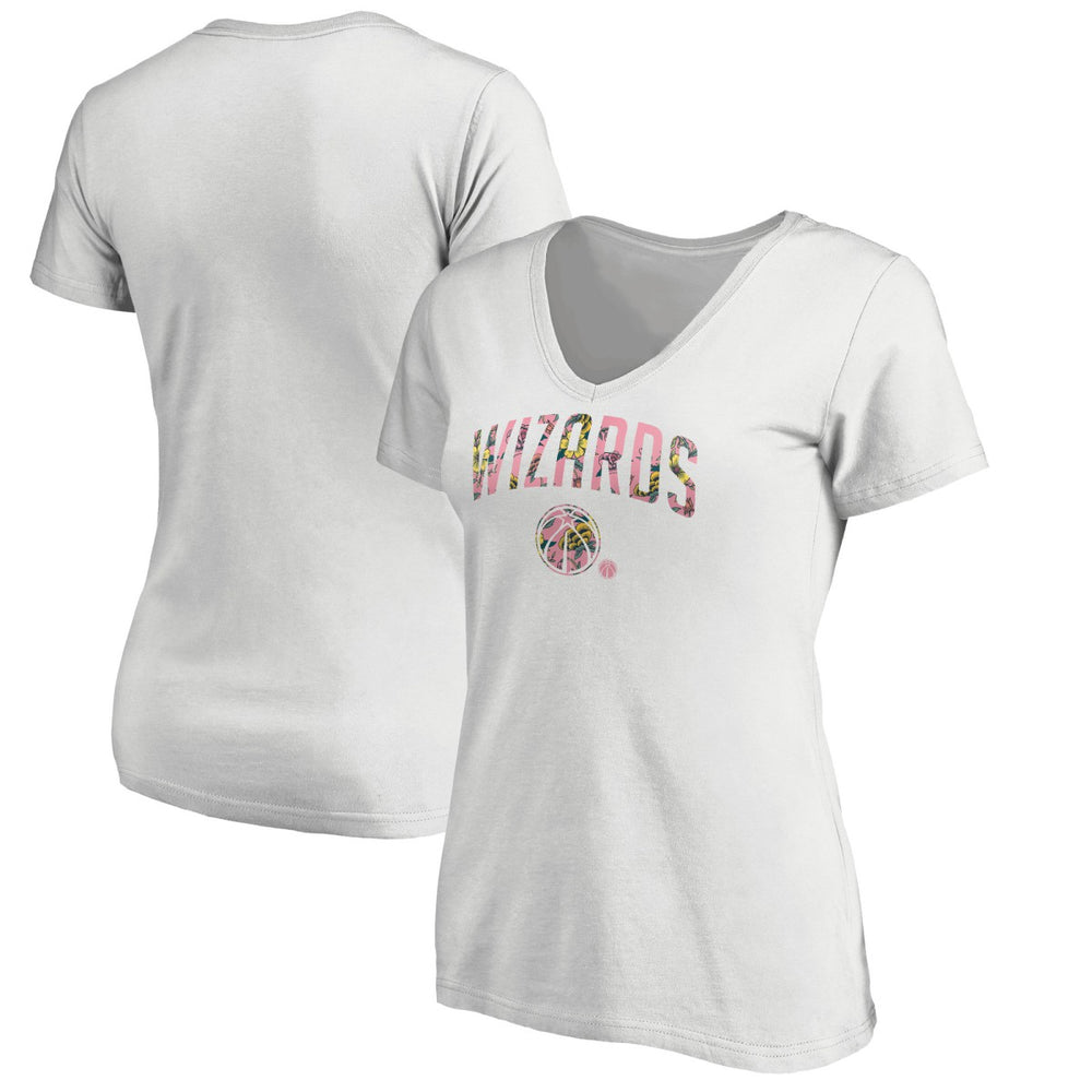 Washington Wizards Women's Floral Arch V-Neck T-Shirt White