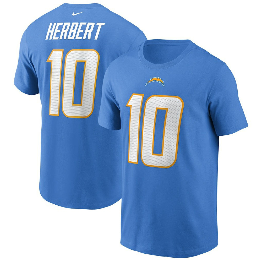 Nike Justin Herbert Los Angeles Chargers Name & Number T-Shirt Powder Blue