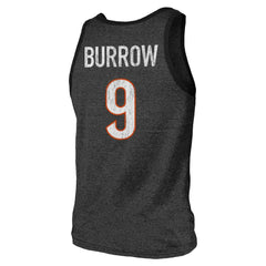 Joe Burrow Cincinnati Bengals Majestic Threads Name & Number Tri-Blend Tank Top Black