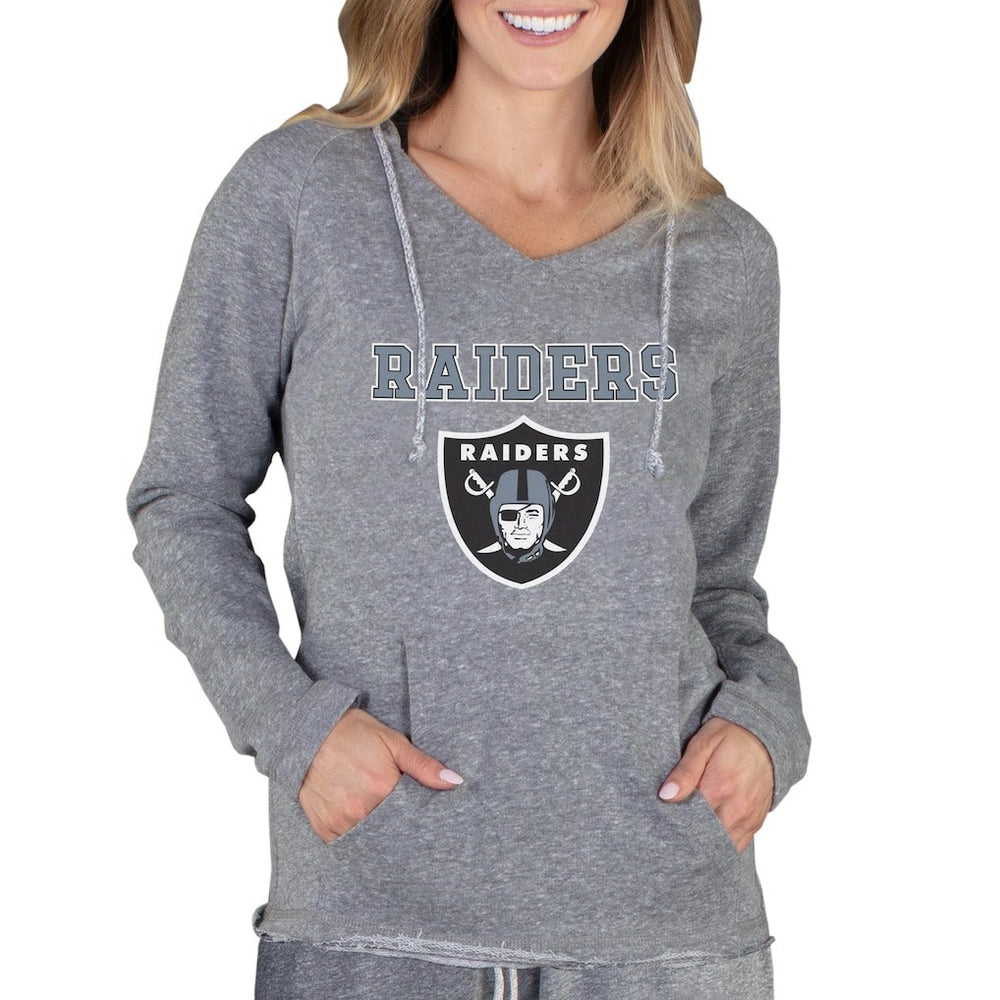Las Vegas Raiders Concepts Sport Women's Mainstream Tri-Blend Raglan Hoodie V-Neck Top Gray