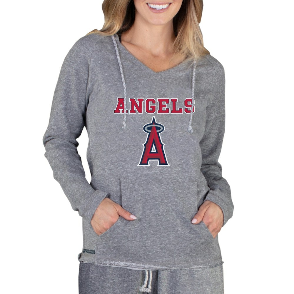 Los Angeles Angels Concepts Sport Women's Mainstream Terry Long Sleeve Hoodie Top - Gray - MLB Lifestyle