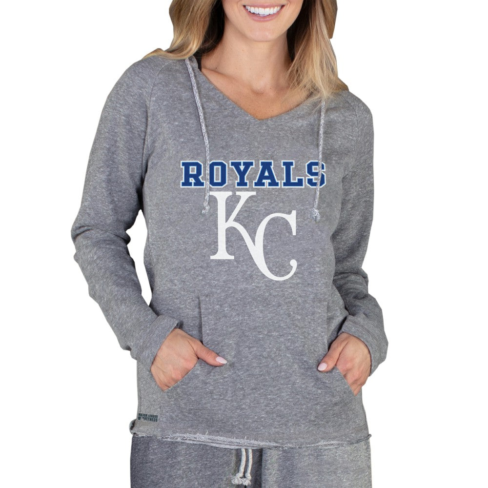 Kansas City Royals Concepts Sport Women's Mainstream Terry Long Sleeve Hoodie Top - Gray - MLB Discount