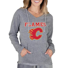 Calgary Flames Concepts Sport Women's Mainstream Terry Tri-Blend Long Sleeve Hooded Top - Gray - NHL 3929295