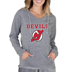 New Jersey Devils Concepts Sport Women's Mainstream Terry Tri-Blend Long Sleeve Hooded Top - Gray - NHL 3929299