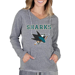San Jose Sharks Concepts Sport Women's Mainstream Terry Tri-Blend Long Sleeve Hooded Top - Gray - NHL 3929315