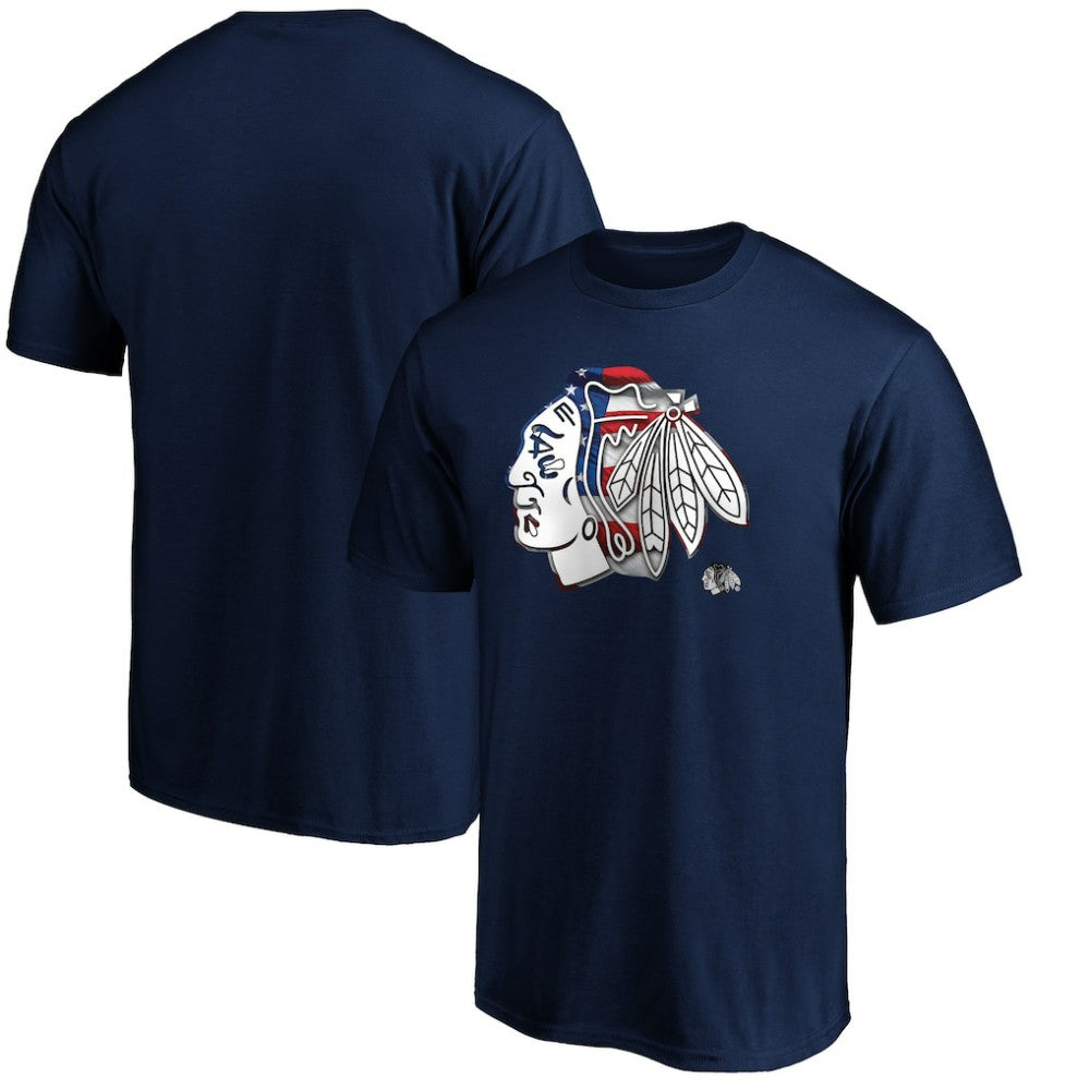 Chicago Blackhawks Banner Wave Logo T-Shirt - Navy - NHL 3930357