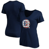 Boston Bruins Women's Banner Wave Logo V-Neck T-Shirt T-Shirt - Navy - NHL 3930378