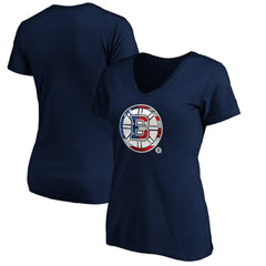 Boston Bruins Women's Banner Wave Logo V-Neck T-Shirt T-Shirt - Navy - NHL 3930378