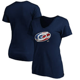 Carolina Hurricanes Women's Banner Wave Logo V-Neck T-Shirt T-Shirt - Navy - NHL 3930379