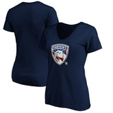 Florida Panthers Women's Banner Wave Logo V-Neck T-Shirt T-Shirt - Navy - NHL 3930385