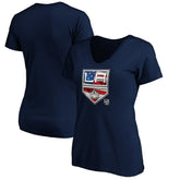 Los Angeles Kings Women's Banner Wave Logo V-Neck T-Shirt T-Shirt - Navy - NHL 3930386