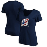 New Jersey Devils Women's Banner Wave Logo V-Neck T-Shirt T-Shirt - Navy - NHL 3930389