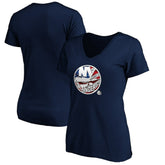 New York Islanders Women's Banner Wave Logo V-Neck T-Shirt T-Shirt - Navy - NHL 3930390