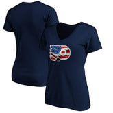 Philadelphia Flyers Women's Banner Wave Logo V-Neck T-Shirt T-Shirt - Navy - NHL 3930392