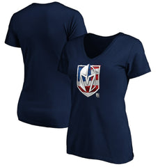 Vegas Golden Knights Women's Banner Wave Logo V-Neck T-Shirt T-Shirt - Navy - NHL 3930397