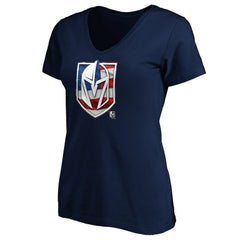 Vegas Golden Knights Women's Banner Wave Logo V-Neck T-Shirt T-Shirt - Navy - NHL 3930397