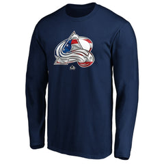 Colorado Avalanche Banner Wave Logo Long Sleeve T-Shirt - Navy - NHL 3930427