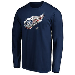 Detroit Red Wings Banner Wave Logo Long Sleeve T-Shirt - Navy - NHL 3930430