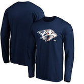 Nashville Predators Banner Wave Logo Long Sleeve T-Shirt - Navy - NHL 3930434