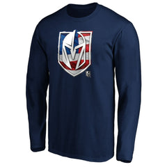 Vegas Golden Knights Banner Wave Logo Long Sleeve T-Shirt - Navy - NHL 3930443